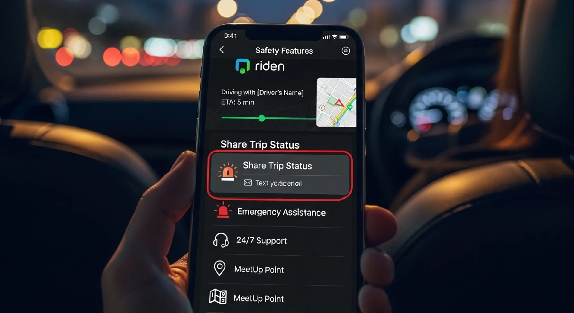 rideshare safety smartphone passenger car app
