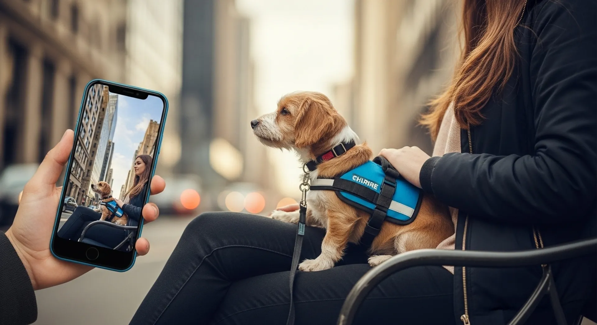 service dog rideshare passenger smartphone city